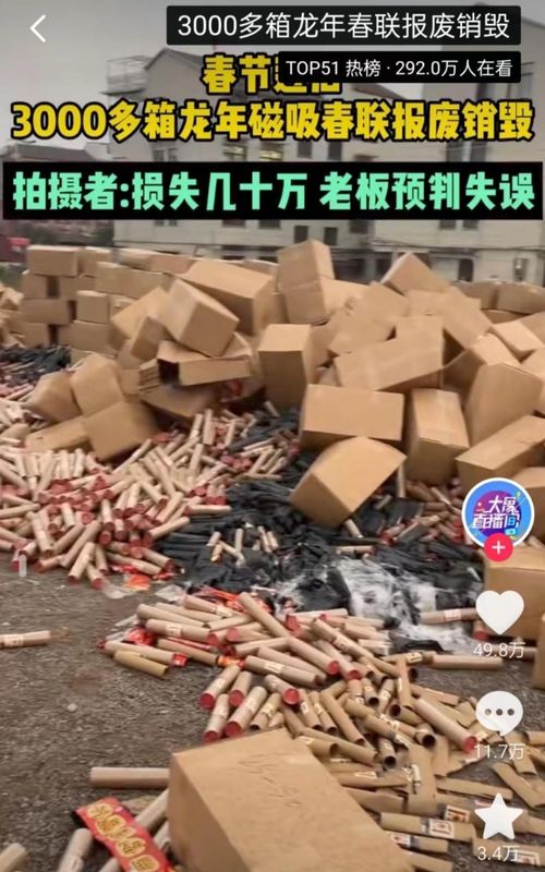 3000余箱磁吸春聯(lián)滯銷,浙江金華一工廠損失數(shù)十萬(wàn) 市場(chǎng)監(jiān)管部門(mén) 屬企業(yè)自主經(jīng)營(yíng)行為,應(yīng)提前做好市場(chǎng)預(yù)判